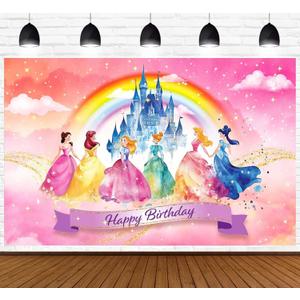 Princess Birthday Party Decorations 6x4ft Princess Party Decorations Princess Backdrop for Girls Birthday Princess Castle Backdrop Princess Decorations for Birthday Party Princess Birthday Banner