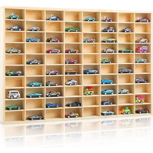 Seenelling Hot 1/64 Diecast Wheels Display Case Holds Toy Cars Wooden Wall Mount Car Display Shelf Storage Organizer Case for Toy Collectibles, Wheel, Model, 10 Layers (80 Spaces)
