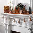 Wood Star Top Christmas Tree Christmas Garland Rustic Wood Chain with Wooden Bead Hanging Decorations for Mantle Wall Window Door Winter Home Xmas Tree Decor Holiday Crafts