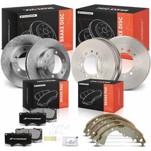A-Premium Front & Rear Disc Brake Rotors Ceramic Brakes Pads + Rear Brake Drums Brake Shoes Compatible with Select Toyota Models - Tacoma 2005-2021, 12 Pcs