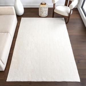 NuLOOM 8' x 10' Cozy Plush SuperiorWash Area Rug, Machine Washable, Non-Slip, Soft Fluffy Shag Carpet for Living Room Bedroom Kids Room Nursery Home Decor, Loni White