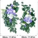 Petalivebioom Artificial Wedding Arch Flowers (Pack of 2), White Wedding Flowers for Wedding Welcome Ceremony Sign, Faux Floral Swags, Banquet and Reception Backdrop Floral Decoration (White & Purple)