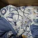 DJY King Size Quilt Sets, Navy Blue Floral Quilt Set King 3 Pieces Boho Bedspread Coverlet Set with 2 Pillowcases Soft Lightweight Microfiber Bedding for All Season (90"x104")