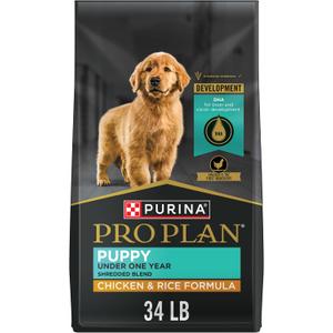 Purina Pro Plan High-Protein Puppy Food Shredded Blend Chicken and Rice Formula Dry Dog Food, 34 lb. Bag (EXP 06/30/27)