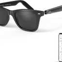 GetD 2026 AI Glasses for Men & Women, Smart Glasses Powered by ChatGPT, AI Real-time Translation with 145 Languages, 11H Music Play, Bluetooth Sunglasses with Polarized Lens, UV Protection for Travel (Standard, Polished Black + Gray Polarized Lens)