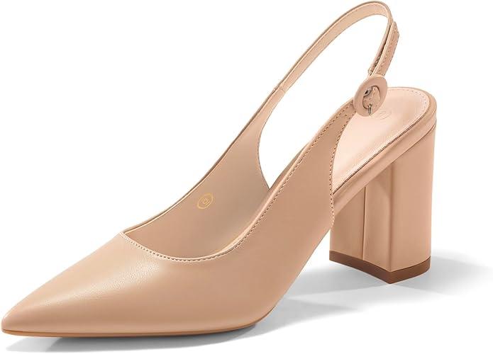 Juliet Holy Womens Closed Toe Heels Chunky Block Heel Ankle Strap Pumps Slingback Heeled Sandals, Size 8