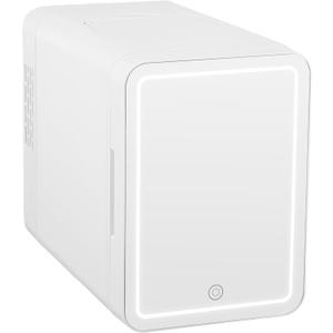 Iceblue 6L Mini Fridge with Mirror, Compact Small Fridge for Bedroom, Car, Office & Dorm, Mini skincare fridge with Dimmable LED Light Mirror for Beauty Essentials & Beverages (White)