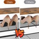 Garden 4 you Shoe Rack for Closet Narrow 4 Tiers, Small Shoe Rack with Brown Wooden Tabletop, Adjustable Metal Shoe Shelf for Closet Entryway Hallway Living Room