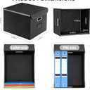Hleelomi Collapsible File Box with Lid & Plastic Slide - Hanging Document Organizer for Office/Home, 14.96x12.6x10.83 Inch,Decorative Home File Bin,Black, 1 Pack (No Folders Included)