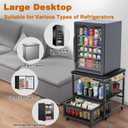 21x21in Mini Fridge Stand with Storage, Heavy Duty Mini Fridge Table with 4 Lockable Wheels for Coffee Bar 220LBS Compact Beverage Refrigerator Stand Cabinet Dorm Fridge Cart for Office Home (Black), 21x21x22 inches