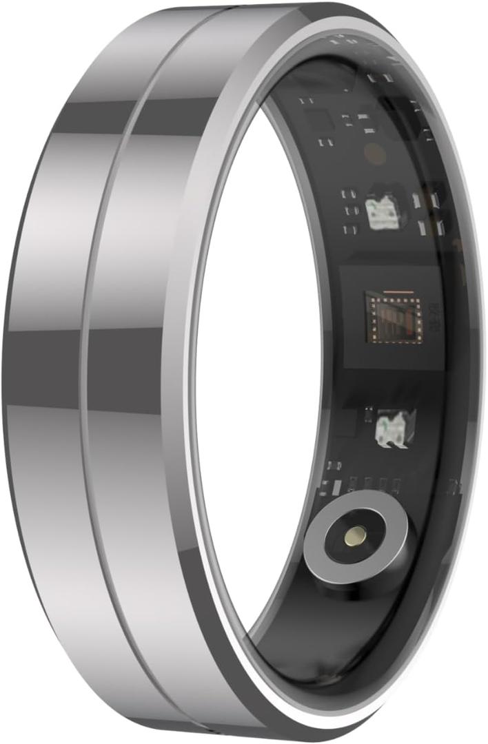 Smart Ring for Women & Men, Health Tracker with Blood Oxygen Monitor, Heart Rate & Sleep Monitor, 5-7 Days Battery, Waterproof Fitness Ring Size #9 (Silver)