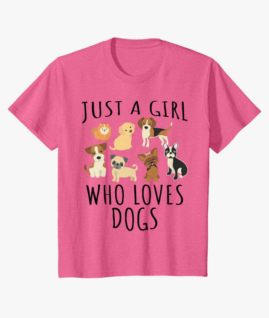 Just a Girl who Loves Dogs - Funny Puppy T-Shirt, kids size S