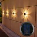 Solar Fence Outdoor lights for porch, 6LEDs Ambiance Lightswall Light, Decorative Light Downlights Dusk to Dawn Wall Light Outdoor IP65 Waterproof for Backyard Walls, Hotels, Staircases 1pc (Warm)