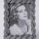 HAUCOZE Picture Frame Photo Frame Home Sculpture Table Centerpiece Polyresin Silver 5x7 inch