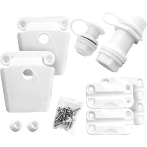 Cooler Replacement Parts Kit, Ice Chest Plastic Hinges, Latch Posts, Threaded, and Triple-Snap Drain Plug. Compatible With Igloo Cooler. Option for Repairing and Replacing Multiple Cooler Parts. (White)