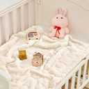 Yurhap Fleece Baby Blanket Heart Checkered Blanket, Ultra Soft Cozy Baby Blankets for Boys Girls, Fluffy Infant Toddler Newborn Receiving Blankets for Crib Stroller 3040 (Cream)