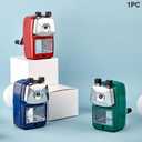 Pencil Sharpener, School Office Manual Desktop Sharpener for Standard and Jumbo Pencils, Pencil Sharpener Metal Manual Crank for Classroom, Home and Art (Color:Red)