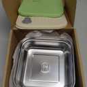 2 Pack Sandwich Containers, 20oz Stainless Steel Sandwich Box with Lids, Reusable Metal Meal Prep Lunch Boxes, BPA-Free, Dishwasher Safe, Food Storage Containers for Snacks & Fruits (White, Green)