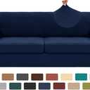 XINEAGE 2025 New 3 Pieces Couch Covers for 2 Extra Large Cushion Sofa Super Stretch Sofa Cover for 2 Large Seat Universal Loveseat Slip Cover for Living Room (Navy Blue), 71"-91"(2 Cushions)