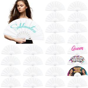 Jetec 10 Pieces Pcs Sublimation Blank Fans for Line Dancing Boots on The Ground 13" White Heat Thermal Transfer Clack Clapping Rave Hand Fans Bulk for Dance Women Dance Church Party (White Bone)