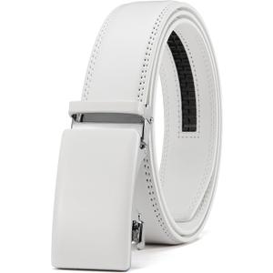 CHAOREN Mens Belt - Mens Ratchet Belt Leather 1 3/8" for Dress Pant - Micro Adjustable Belt Fit Everywhere (Crisp White)