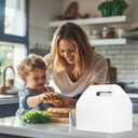 3 x UnicoPak 5 Pack 10x7x7.5 Extra Large Gable Boxes, White Gift Boxes with Handle Lunch Boxes To Go for Birthday Wedding Party Favors Picnic Welcome