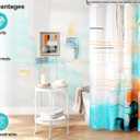 Abstract Teal Gold Modern Square Irregular Line Oil Painting Shower Curtain, 72"W x 72"H with 12 Hooks, Waterproof, Polyester Fabric for Bathroom Decor (Mint Green,gold and Black)