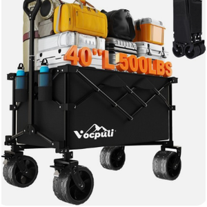 Vocpuli 40 L Collapsible Wagon Cart Foldable 500Lbs Weight Capacity 250L Heavy