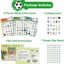 2 x Fancy Land Soccer Bingo Game Birthday Party Bingo Cards Set for Kids Adults Classroom Supplies Sports Theme Gifts 24 Players