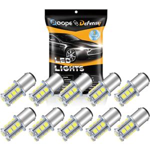Qoope Non-Polarity 1076 LED Bulb for RV White BA15D 1142 1004 LED Replacement Bulb 12 Volt for Marine Boat Camper Travel Trailer Interior Light, Pack of 10
