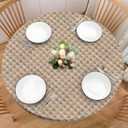 Weave Printed 48 Inch Round Fitted Cloth Tablecloth with Elastic Edged, Waterproof Oil Proof Wipeable Table Cover for Indoor Outdoor Patio Table, Fits Round Tables Up to 46" - 50" Diameter