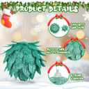 Syhood 12 Pcs Christmas Ball Ornaments Glitter Pinecone Balls Xmas Tree Decoration Hanging Pinecone Ornaments Rustic Pine Cones for Xmas Winter Party Holiday Wedding Home Decorations (Green)