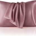 Bedsure Satin Pillowcase 2 Pack Similar to Silk Pillow Cases Standard Size, Pillow Case for Sleeping Women with Envelope Closure, Gifts for Women Men, Nostalgia Rose, 20x26 Inches, 2pcs