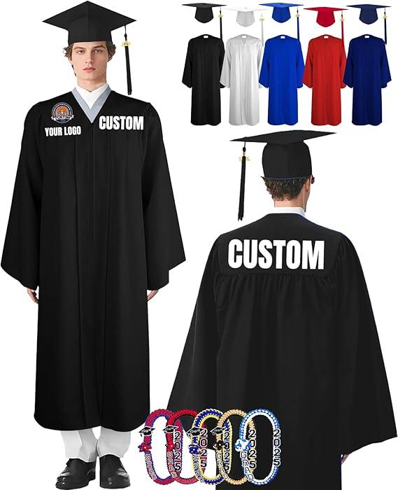Matte Graduation Gown Cap with Tassel for High School College Graduates Photography(Size L)