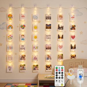 ZSJWL Short Curtain Lights, 3.3x5FT 96 LED, Remote & 8 Modes, USB