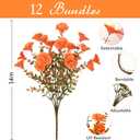 Waipfaru Fall Flowers Artificial for Decoration, 12 Bundles Fake Fall Flowers, UV Resistant Artificial Petunias Plants for Outdoors, Home Decor Planter Porch Decoration, Pot Not Include, Green Orange (Brown)