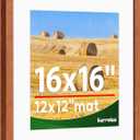 16x16 frame,Distressed Farmhouse Wood Pattern 16x16 picture frame Display 12x12 with mat,Horizontal and Vertical square frame16x16,Plexiglass,Wall Dcor,Teak Wood Grain,1Pack