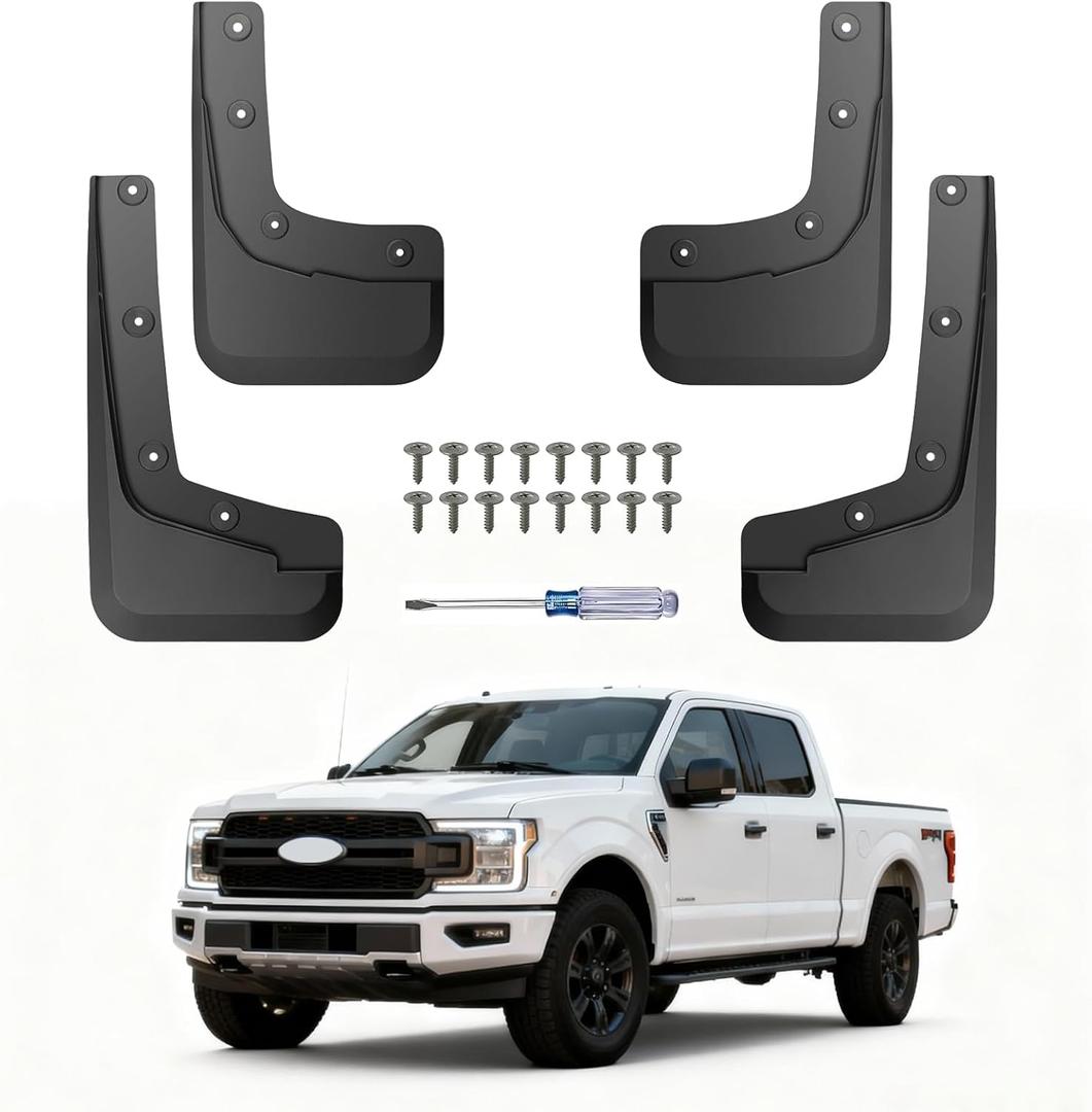No Drill for Ford Ranger Mud Flaps 2024-2026, Heavy Duty Front & Rear All Weather Splash Guards Set for XL XLT Lariat, OEM Truck Mud Guards, Not Fits Raptor/Tremor/Sand Desert & Running Board Models