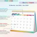6 x Desk Calendar 2026, Desktop Calendar 2026 Standing flip, 8.5 x 11, Jan 2026 - Dec 2026, Stand Up Calendar with Memo Pages, Large Ruled Blocks, Holidays, Thick Paper, Great for Home, School, Office