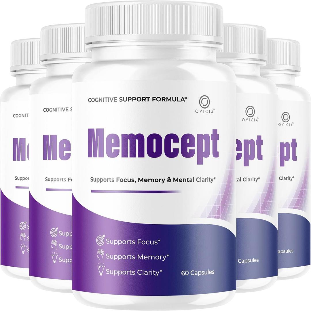 (5 Pack) Memocept - Official Memocept Pills Advanced Formula with All Natural Ingredients, Daily Premium Capsules Brain Memory for Wellness & Overall Health Support, 300 Capsules for 5 Months EXP: 12-2027