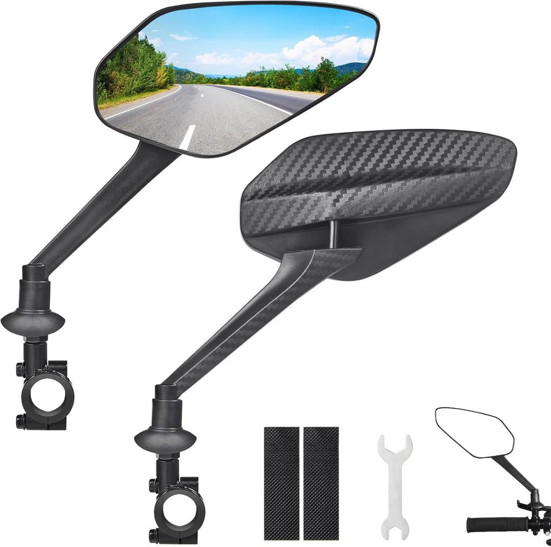 Zacro 2 Pack Bike Mirror, Bike Mirror Handlebar Mount, 360Adjustable Bicycle Rear View Mirror, Scratch Resistant Glass Lens, Fit for Mountain Bikes, City Road Bikes, E-bikes, Scooter