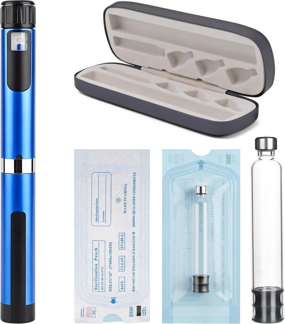 60 Unit Peptide Pen, Reusable Injection Pen with 2pcs 3ml Cartridges and Protect Case,Clear Dose Window,Daily Use(Royal Blue)