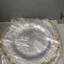 100Pcs Clear Charger Plates Bulk Wedding - 13" Premium Plastic Ruffled Gold Rim Chargers with Flora Reef Design，Decorative Dinner Charger Plates for Events & Parties