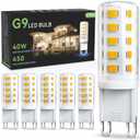 TJOY G9 LED Bulb 4W, 3000K Soft Warm White 6 Pack, Equivalent 40 Watt T4 G9 Halogen Replacement, G 9 Bi-pin Base Light Bulbs for Chandelier, 120V 450 LM 360 Beam Angle for Home Lighting, Non-dimmable (3000k Warm White)