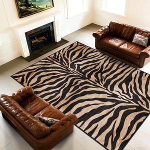 Faux Zebra Print Rug : 8x10 Feet Western Area Carpet for Bedroom Living Room Large Animal Skin Rug
