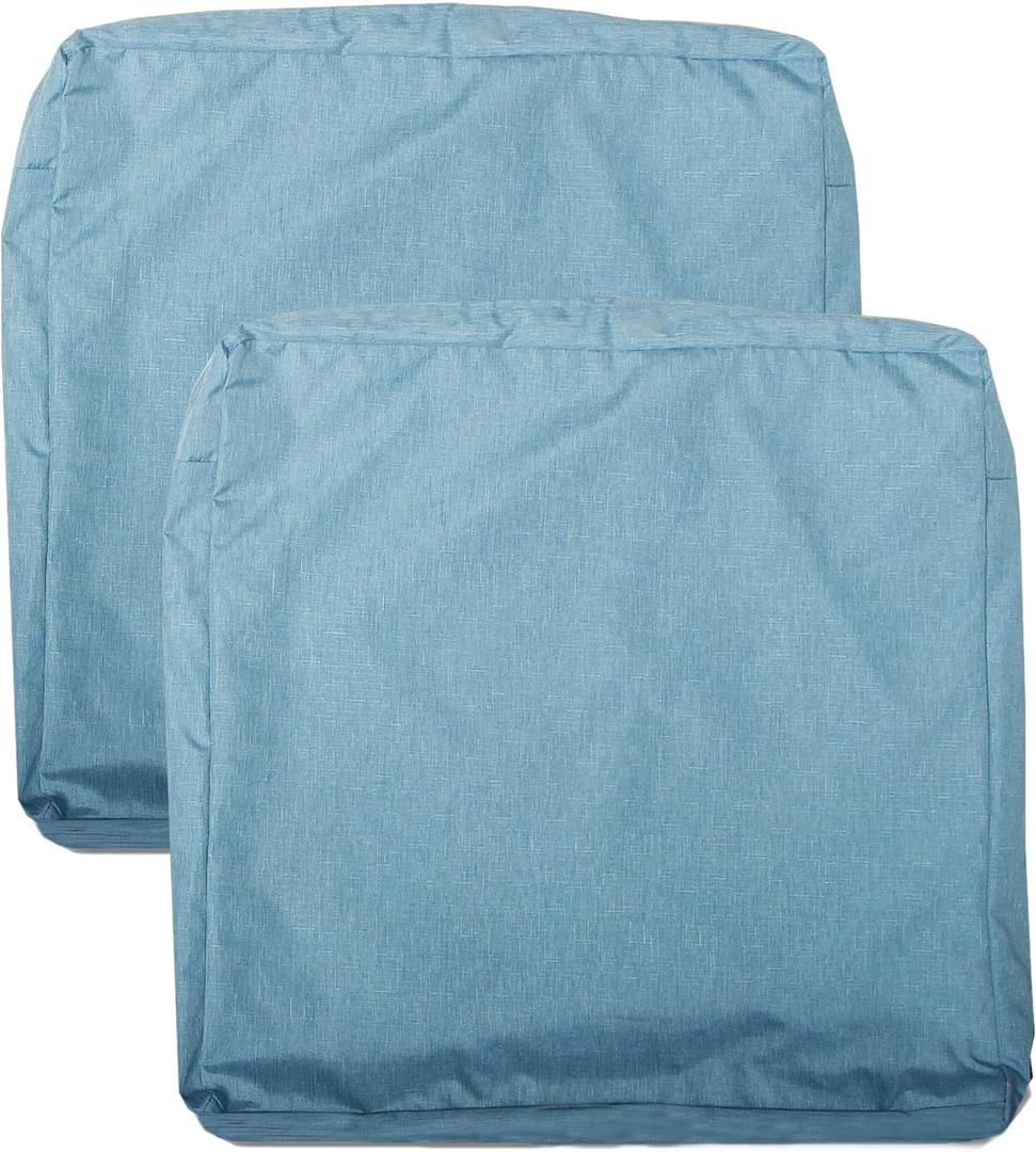 Patio Seat Cushion Covers, Washable Slip Covers Replacement, Waterproof Outdoor Furniture Chair Cushion Pillow Seat Cover for Couch, Garden, Sofa, Water Blue, 24"22"4" (2 Covers Only) (24"22"4" thick (2 covers))