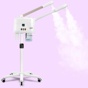 Professional Facial Steamer, 2 in 1 Facial Steamer on Wheels for Cold Mist & Hot Mist & Timer Function, Stand Face Steamer Adjustable Height for Spa, Salon and at Home use (Extra Large)