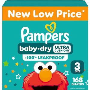 Pampers Diapers - Baby Dry - Size 3, 168 Count, Absorbent Disposable Infant Diaper