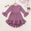 YOUNGER TREE Toddler Baby Girls Fall Clothing Solid Cotton Pit Irregular Skirt Winter Dress Long Sleeve Skirt Outfits (Pink)