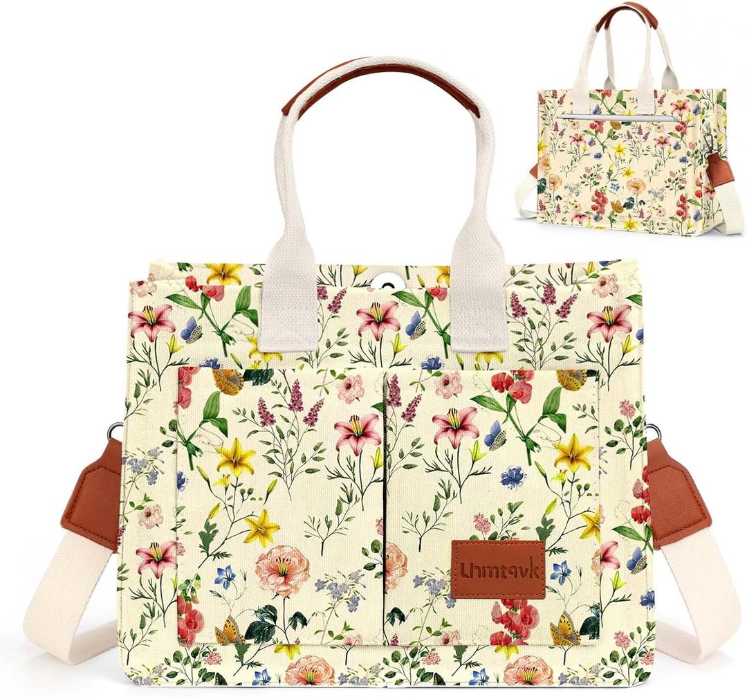 Canvas Tote Bag for Women, Large Work Purses Bible Tote (Retro Flower)